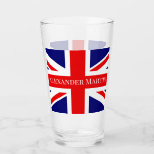 Personalize with a Name British National Flag Glass