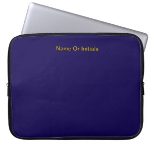 Personalize With Name Initials Dk Blue + Orange   Laptop Sleeve