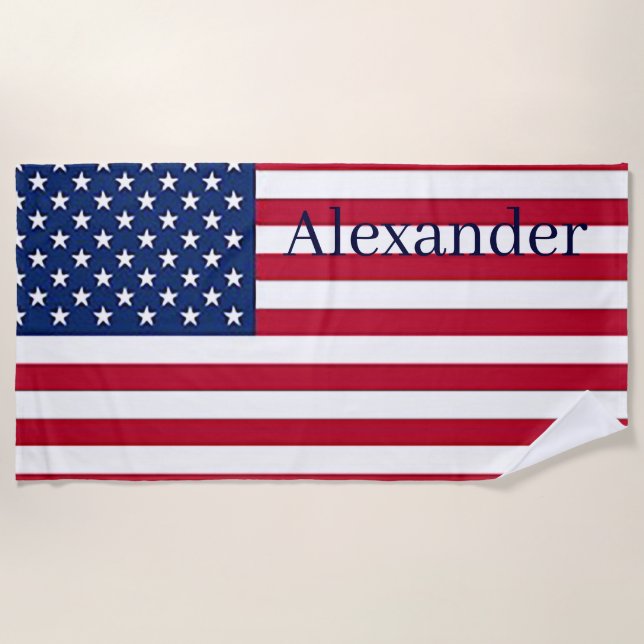Personalize with name United States of America  Beach Towel (Front)
