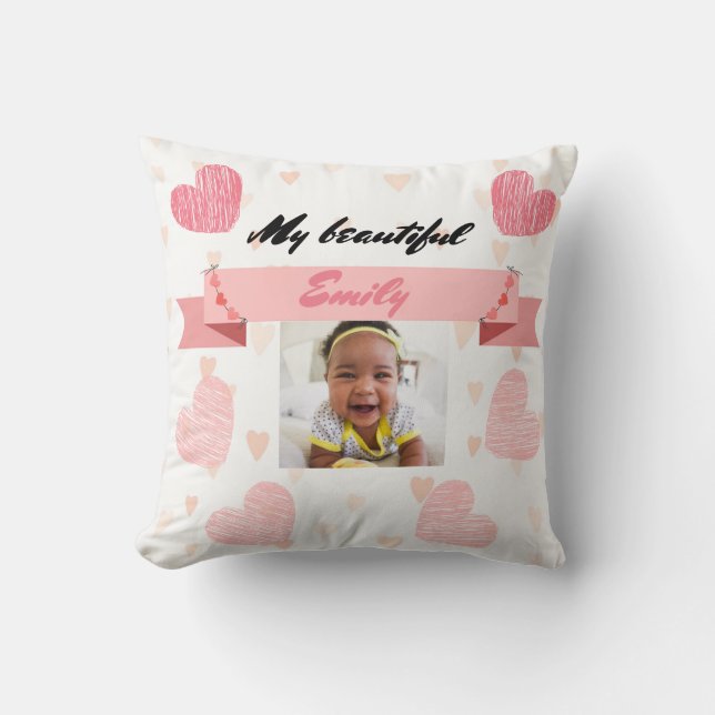 Personalize with your baby's name and picture. cushion (Front)