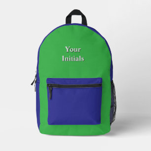Personalize With Your Initials Blue + Green    Printed Backpack