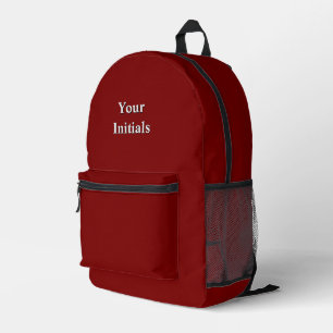 Personalize With Your Initials Dk Red     Printed Backpack