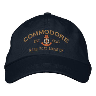 Personalize Year Name Commodore LifeSaver Anchor Embroidered Hat