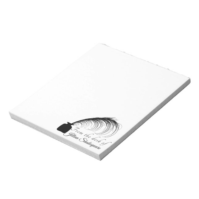 Personalize Your Elegant Logo Feather Quill & Ink Notepad (Rotated)