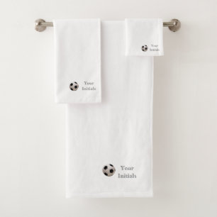 Personalize Your Initials Soccer Ball White  Bath Towel Set