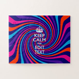 Personalize Your Keep Calm Text on Multicolored Jigsaw Puzzle