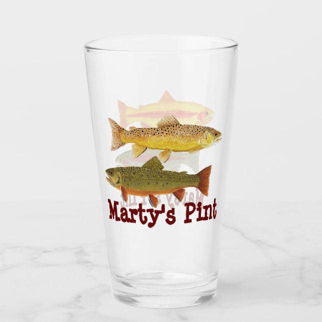 Personalize your our pint glass- 4 Trout Species Glass (Front)