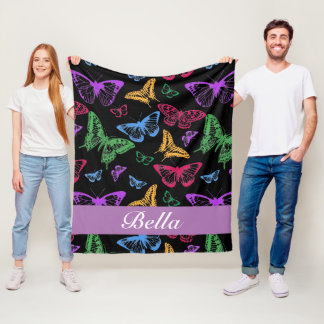 Personalize Your Own Butterfly Pattern Fleece Blanket