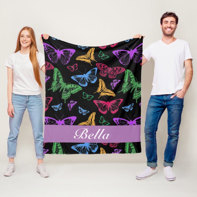 Personalize Your Own Butterfly Pattern Fleece Blanket (In Situ)