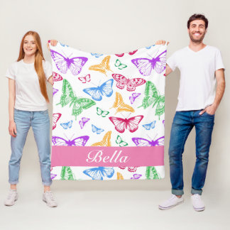 Personalize Your Own Butterfly Pattern Fleece Blanket