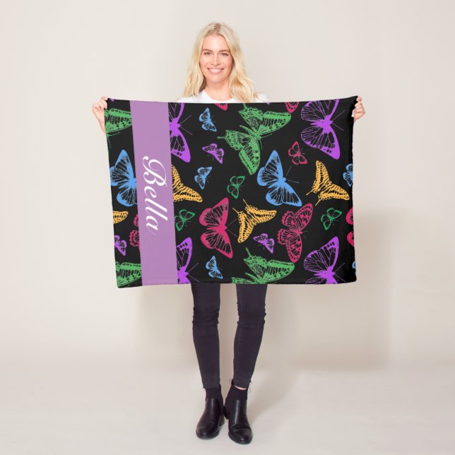 Personalize Your Own Butterfly Pattern Fleece Blanket (In Situ)