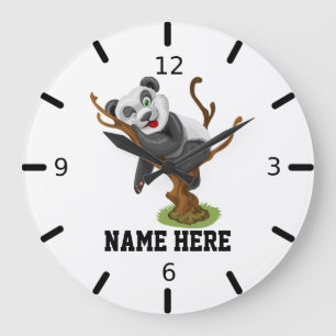 Personalize Your Own Cute Baby Panda Large Clock