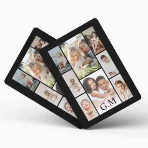 Personalized 10 Photo Collage Initials Playing Cards