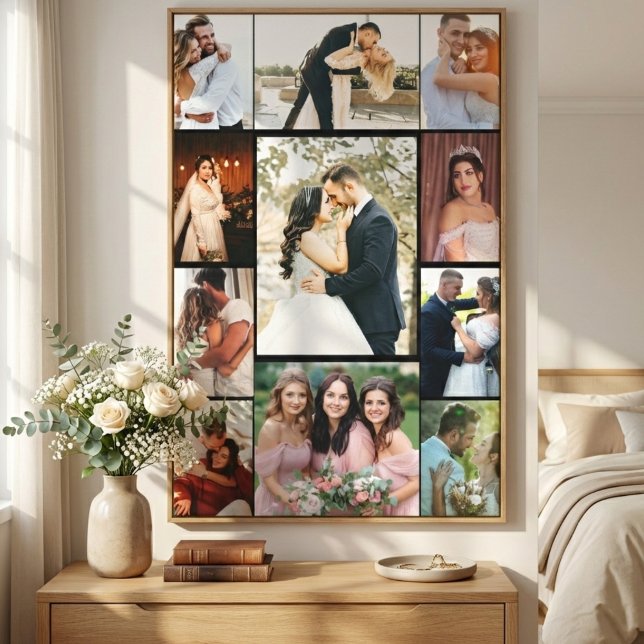 Personalized 11-Photo Wedding Collage Canvas Print (Personalized 11-Photo Wedding Collage Canvas Print Elegant Custom Wall Art)