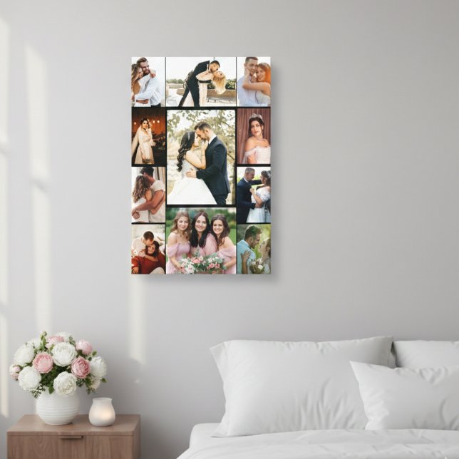 Personalized 11-Photo Wedding Collage Canvas Print (Personalized 11-Photo Wedding Collage Canvas Print Elegant Custom Wall Art)