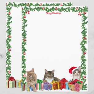 Personalized 11 x 8.5" Christmas Cat Stationery