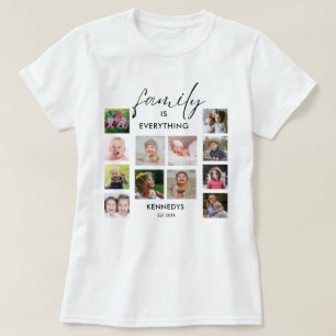 Personalized  12 Photo Collage Family Name Quote T-Shirt