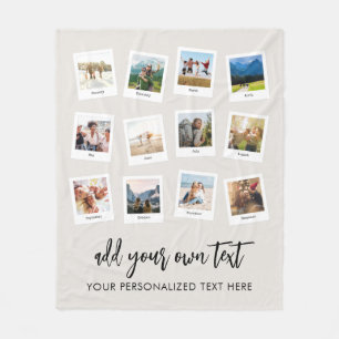 Personalized 12 Photo Collage Fleece Blanket