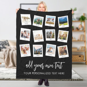 Personalized 12 Photo Collage Fleece Blanket