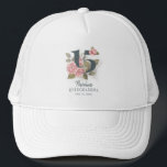 Personalized 15th Birthday Quinceanera Floral Trucker Hat<br><div class="desc">Cute modern yet elegant Quinceañera Mis Quince Anos birthday party matching apparel that would look good in the photos. Featuring a rustic floral olive green and pink colors design and template that can be easily edited and the text replaced with your own details by clicking the "Personalize" button. For further...</div>