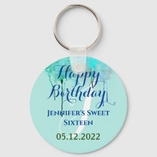 Personalized 16 Birthday Sweet Sixteen party favor Key Ring