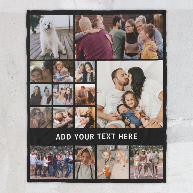 Personalized 16 Photo Collage Fleece Blanket (Creator Uploaded)