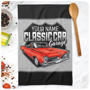 Personalized 1966 Convertible Classic Car Garage Tea Towel