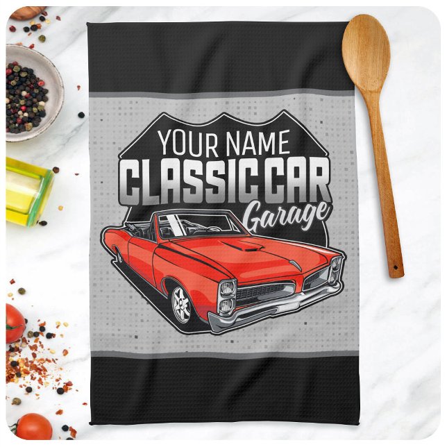 Personalized 1966 Convertible Classic Car Garage Tea Towel (Creator Uploaded)