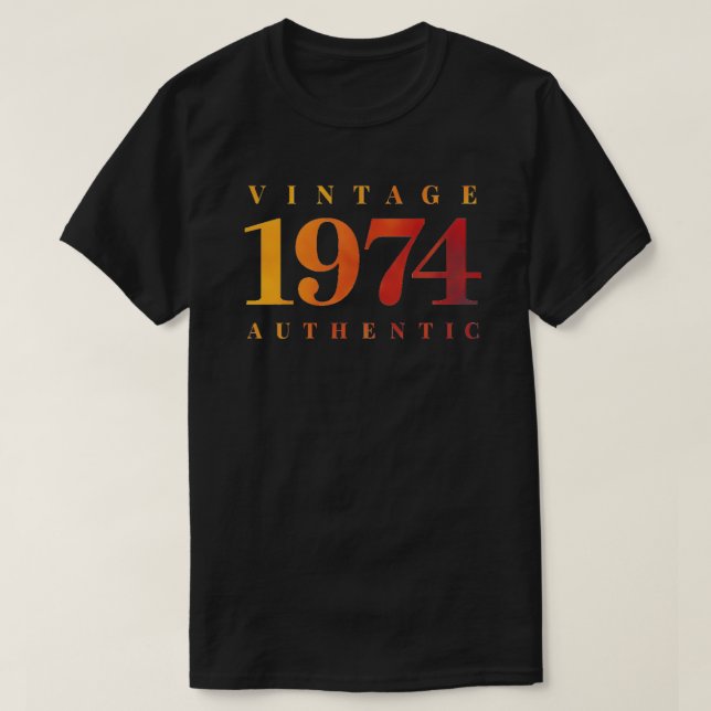Personalized 1974 Print, Retro Inspired Birthday T-Shirt (Design Front)