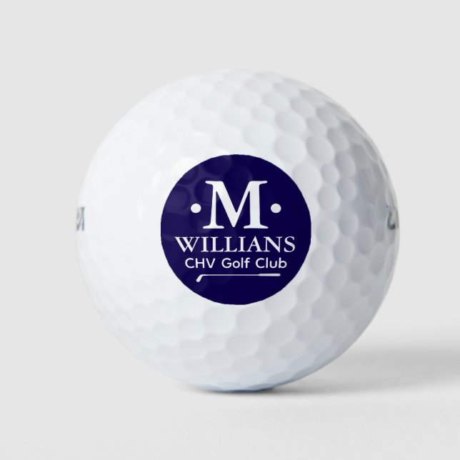 Personalized 1-letter Name Monogram dark blue Golf Balls (Front)