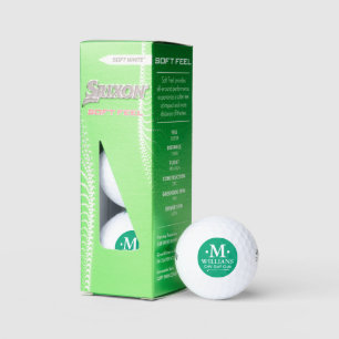 Personalized 1-letter Name Monogram GREEN Golf Balls