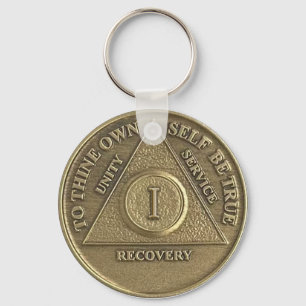 Personalized 1 Year Sober Anniversary Coin Key Ring