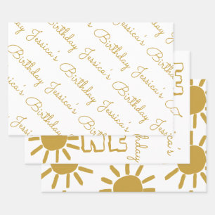 Personalized 1st birthday baby sun happy cute  wrapping paper sheet