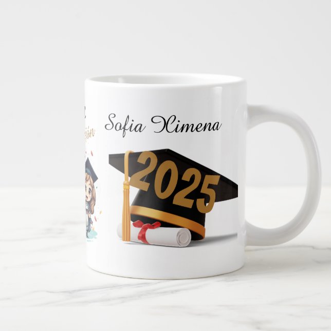 Personalized 2025 Black Gold Graduate Mug (Right)