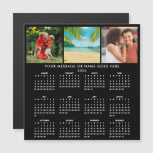 Personalized 2026 Calendar 3 Photo Collage Magnet