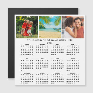 Personalized 2026 Calendar 3 Photo Collage Magnet