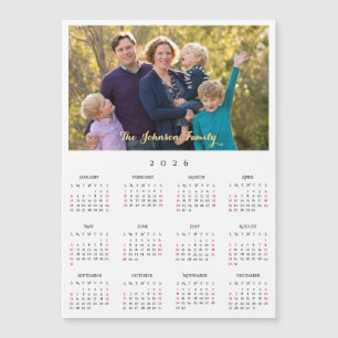 Personalized 2026 Family Name Photo Calendar Card