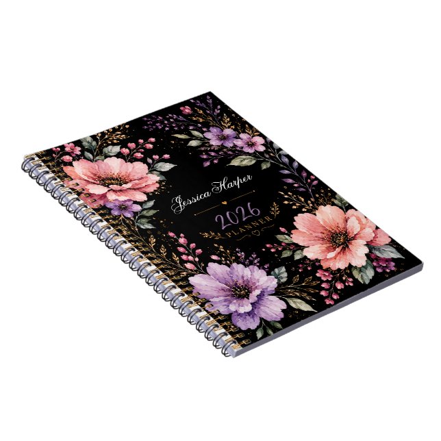 Personalized 2026 Floral Planner Notebook  (Right Side)