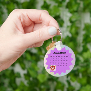 Personalized 2026 Save Date Calendar Heart Marker Key Ring