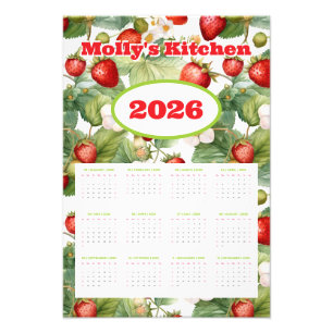 Personalized 2026 Strawberries Calendar Photo Print