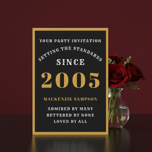 Personalized 21st Birthday 2005 Elegant Black Gold Invitation