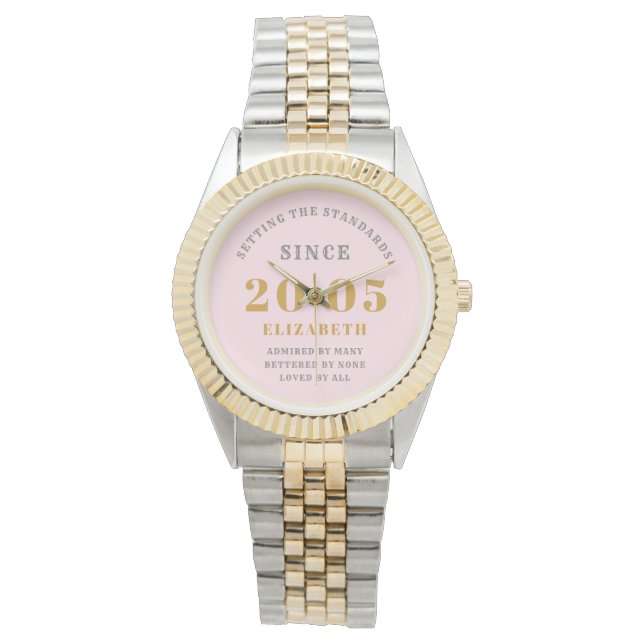 Personalized 21st Birthday 2005 Pink Gold Woman's Watch (Front)