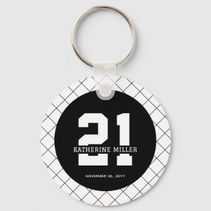 Personalized 21st Birthday Modern and Elegant   Key Ring