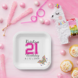 Personalized 21st Birthday Napkin Birthday  Paper Plate