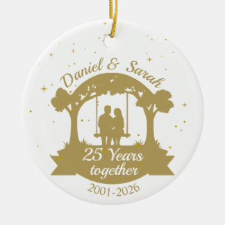 Personalized 25th Anniversary Gift Keepsake Ceramic Tree Decoration