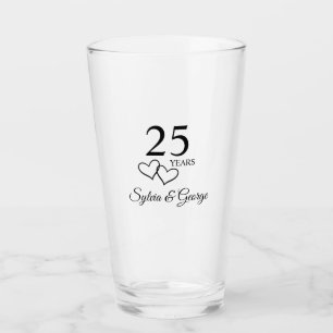 Personalized 25th Anniversary Gift Stylish Heart Glass