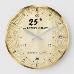 Personalized 25th Anniversary Gold Large Clock