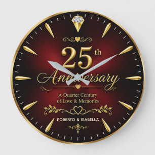 Personalized 25th Anniversary Jubilee Gift Large Clock