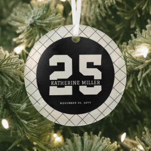 Personalized 25th Birthday Modern and Elegant   Glass Tree Decoration