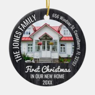 Personalized 2 Photo Christmas First Home 2022 Ceramic Tree Decoration